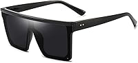 Dollger Oversized Square Sunglasses Women Men UV400 Black Frame Flat Top Fashion Shades