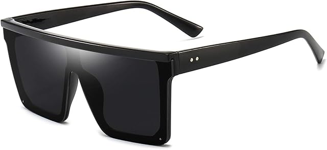 Dollger Square Oversized Sunglasses for Women Men Fashion Flat Top Big Frame Shades Black