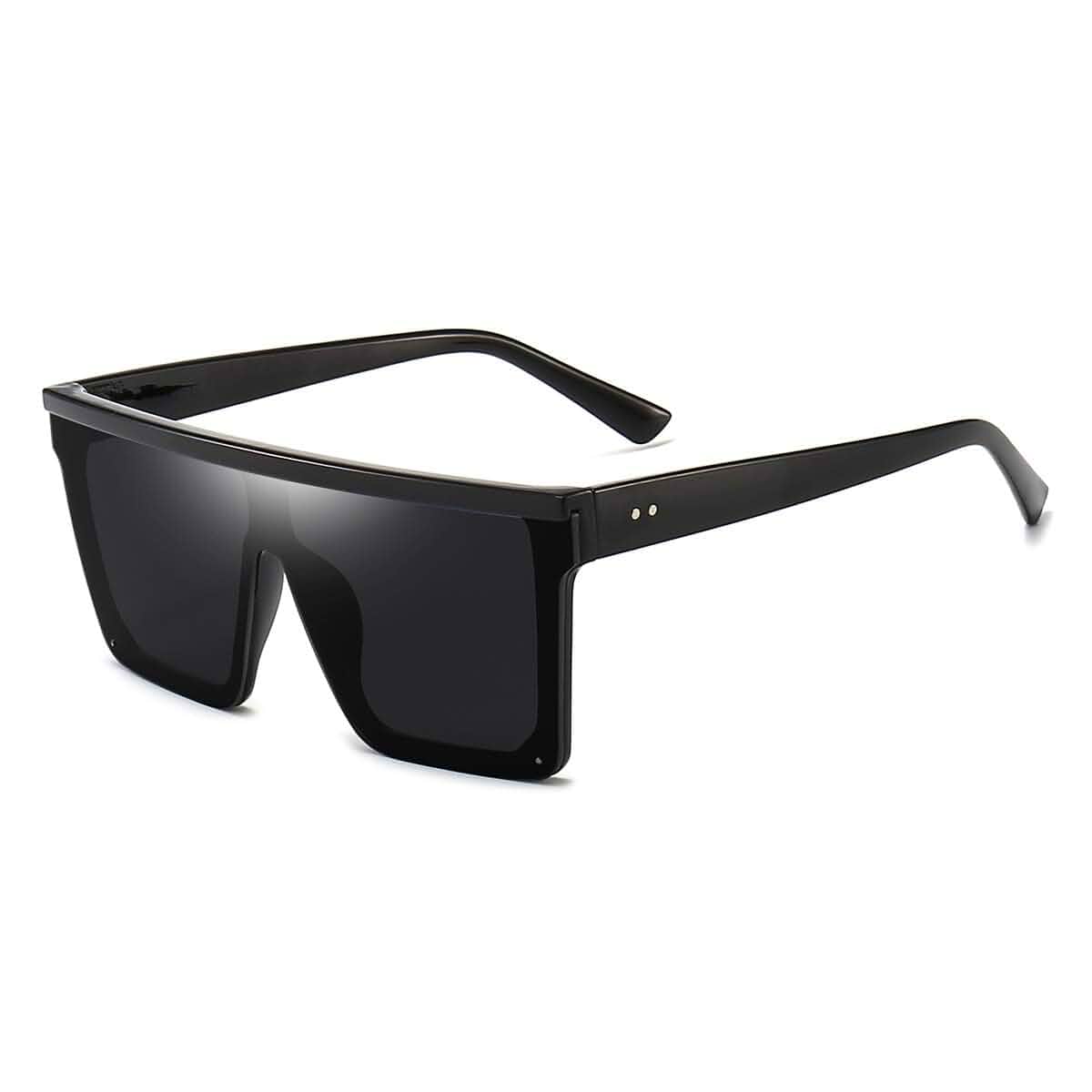 Dollger Square Oversized Sunglasses for Women Men Fashion Flat Top Big Black Frame Shades Adult