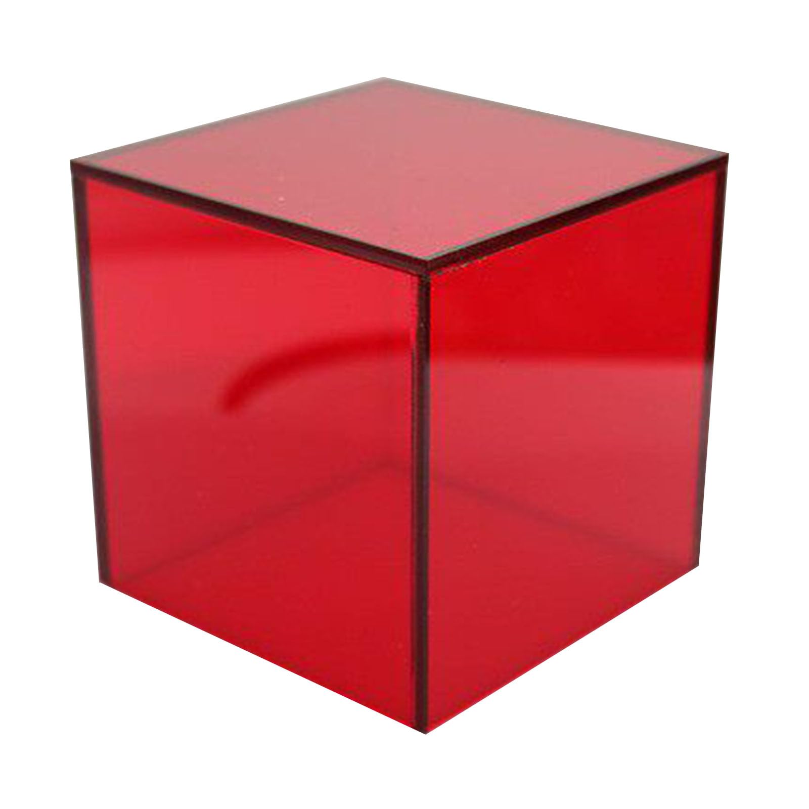 CXGBQSJ Colored Acrylic Display Box Clear Storage Case for For Countertop Product Showcase and Retail Organisation 40*40*20cm,Red,Five sided