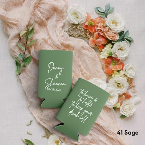 Image of 200PCS Customized Wedding Can Coolers Personalized Wedding Favors Monogram Can Holders (Custom, 200 can cooler)