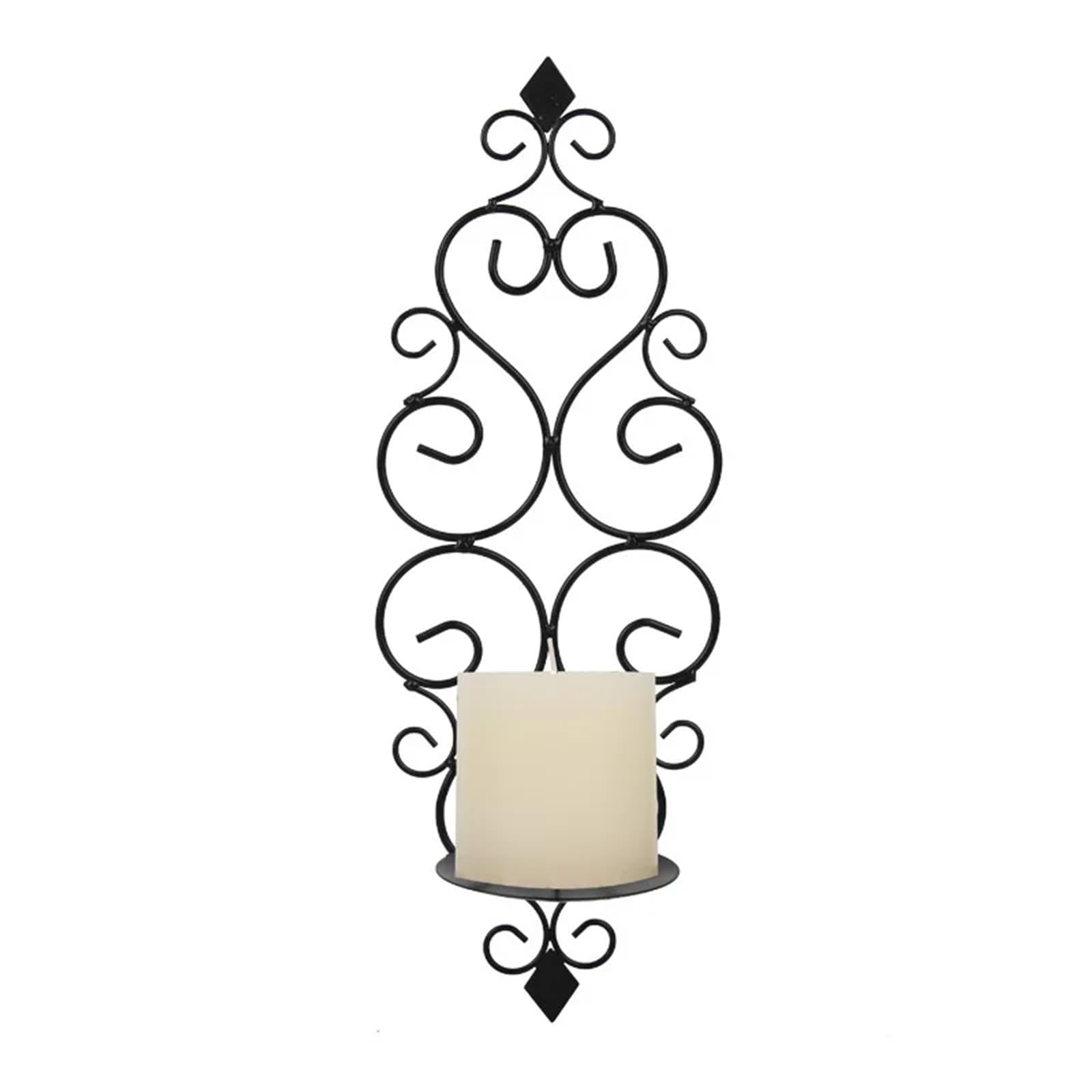 Iron Wall Mounted Candle Holder Metal Hanging Decor for Wedding Hotel Living Room Gold Retro Sconce Candlestick Home For Living Room Fireplace Wedding(Color2)