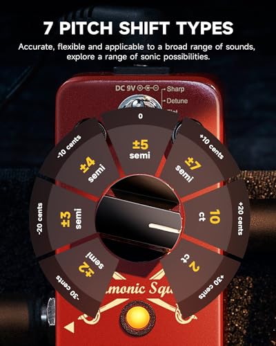 Image of Donner Octave Guitar Pedal, Harmonic Square Digital Octave Mini Pedal Pitch Shifter 7 Shift Types 3 Tone Modes Sharp Detune Flat True Bypass