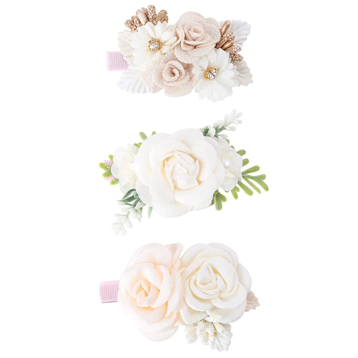 Flower Hair Clips Set for Baby Girl Lightweight Floral Hair Bow Accessories with Boutique Fully Lined Alligator Clip for Toddler Teens Gifts (AD)