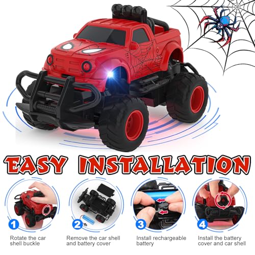 Remote Control Car for Boys 4-7, 1:43 Scale Mini RC Cars for Kids 3-5, RC Truck Christmas Birthday Gift for Toddlers 3 4 5 6 7 8 Year Old Boys (Red)