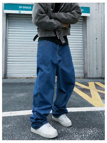 Verdusa Men's Vintage Baggy Jeans Wide Leg Denim Pants with Pockets4