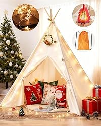 Tiny Land Teepee Tent for Kids with Star Lights, Foldable