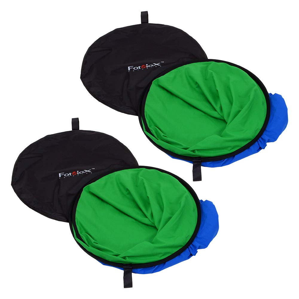 Fotodiox Pro Collapsible Background Set of 2 - Two (2X) 5x7’ Chromakey Chromakey Green + Blue 2-in-1 Backdrops Panel