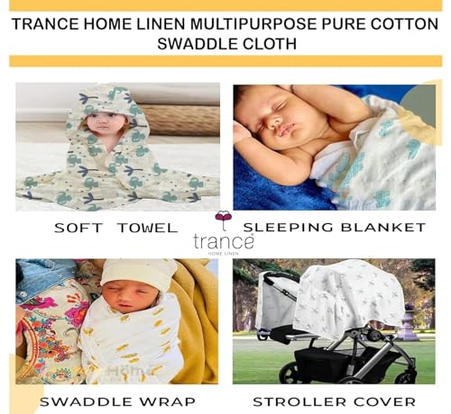 Image of Trance Home Linen Super Ultra Soft 100% Cotton Malmal Baby Swaddle Cloth | Baby Wrap for New Born Babies | Skin Friendly Soft Baby Towel |New Born Swaddles-(100x100 Cm, Circus Print,Pack of 5