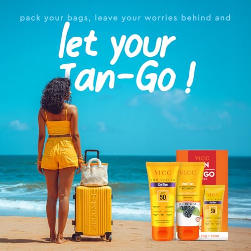 Image of VLCC Tan-to-Tango Combo - Anti-Tan Skin Lightening Face Wash 50 g + De-Tan SPF 50 PA+++ Sunscreen Gel Creme 50 ml | Fades Tan, Even Skin Tone