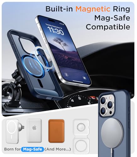 Image of Magnetic Compatible with iPhone 15 Pro Max Case, [Built-in Invisible Kickstand][Compatible with MagSafe] [Military Grade Shockproof] Slim Translucent Matte Phone Case for iPhone 15 Pro Max 6.7 inch