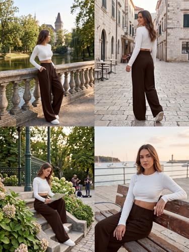 Image of GRECIILOOKS Trousers for Woman | Womens High Rise High Waist Flared Korean Style | Formal Pant for Women Office Wear| Track Pants for Womans Elegant for College & Events (Available in Plus Size)