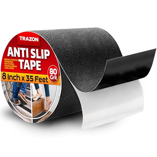 Image of Grip Tape - Heavy Duty Anti Slip Tape for Stairs Outdoor /Indoor Waterproof 8Inch x 35Ft Safety Non Skid Roll for Stair Steps Ramp Traction Tread Staircases Grips Adhesive Non Slip Strips Walk Black
