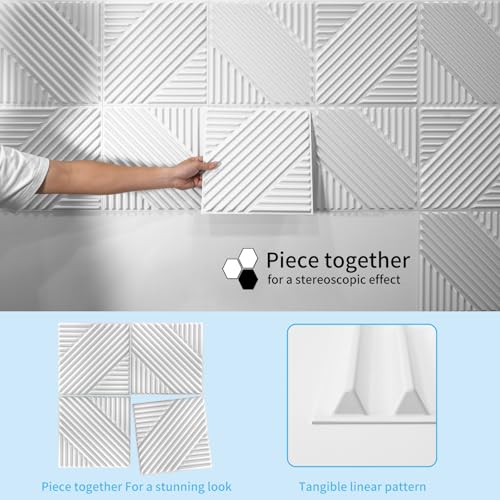 Art3d 33-Pack 3D Wall Panels for Interior Wall Decor, Textured Accent Walls Paneling for Living Room, Bedroom, TV Background, 12"x12" White - Image 4