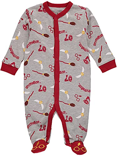 Image of Harry Potter Unisex Baby Long Sleeve Footie Pajamas - Hogwarts House Mascot Print, Infant Gift