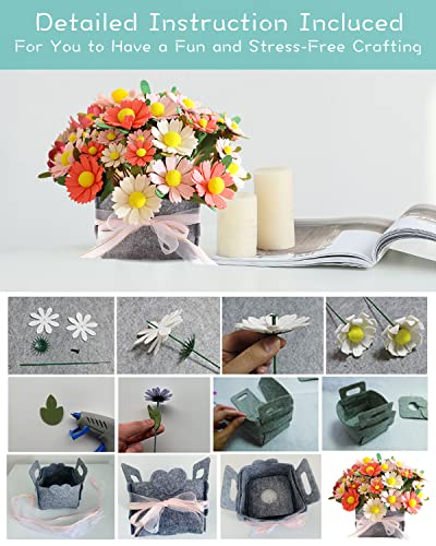Image of BAZIMA DIY Felt Flower Art Craft Kit, DIY Daisy Bouquet Kit, Floral Gifts, Beginner Craft Kit, Arrange Pre-Cut Flowers and Foliage