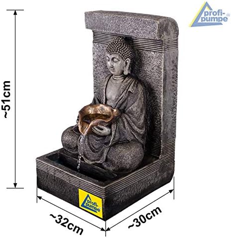 4. Bild von Gartenbrunnen Zen Brunnen Zierbrunnen Zimmerbrunnen Springbrunnen Wasserfall Wasserspiel für Garten, Gartenteich, Terrasse (230V - Brunnen Zen Ruhe-Quelle mit LED-Licht)