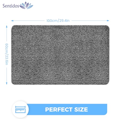 Sentidos Badematte Badteppich rutschfeste,weicher Badezimmerteppich Wasserabsorbierend maschinenwaschbar Badvorleger für Dusche, Badewanne, Toilette 60 x 100 cm Grau – Bild 3