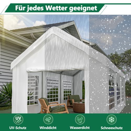 Garage de tente 3 x 6 m – Imperméable et résistant aux UV – Double portes enroulables, toit et parois latérales amovibles, gris, comme abri de voiture, tente de stockage et de fête pour voiture, SUV