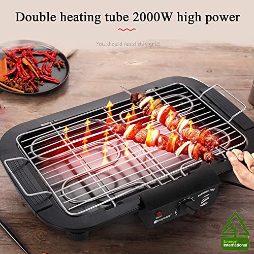 Image of 2000W Electric BBQ Grill - Smokeless Indoor & Outdoor Tandoori Maker | Chrome Steel Electric Barbecue Stove for Grilling, Roasting, Tandoori, Veg & Non-Veg Sizzlers (Black)