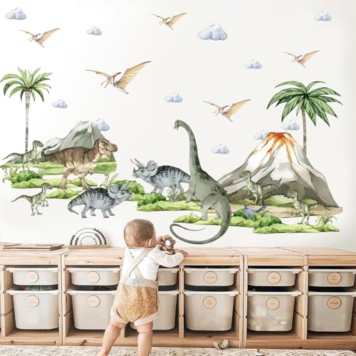 Pegatinas XXL de Dinosaurios para Pared, Calcomanías Autoadhesivas Decorativas Infantiles, Vinilos Decorativos