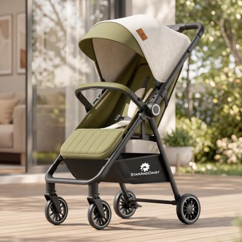 Image of StarAndDaisy Stroller for Baby, Foldable Baby Stroller with Reversible Seat, 3 Recline Positions, 5-Point Safety Harness, Adjustable Footrest, Large Canopy & Storage Basket