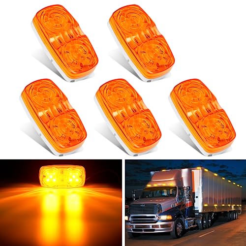 Image of Nilight Double Bullseye Marker Light 5PCS Amber 10LED Rectangular | Clearance Front Side Rear Indicator Lights Surface Mounted For 12V Truck Camper RV Boat Lorry Accessories