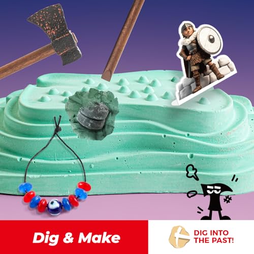 Image of EDUMAN Iron Ages Fossil Dig Kit for Kids, Dig it Up Ancient Creatures Kit, Archaeology Kits with Mining Kit Tools, Educational Toys & Stem Toys for Kids Age 6 for Boys Girls