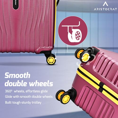 Image of Aristocrat Vortex Plus | Check-in Trolley Bag, 75 Cm, Large Hardside Luggage | 8 Wheels, Combination Lock | Polycarbonate | 3 Year International Warranty | Maroon