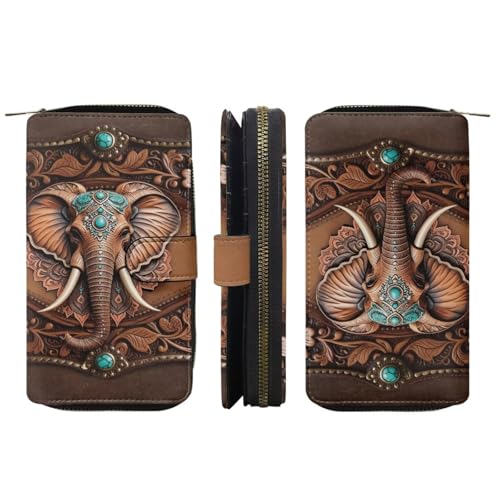 Image of COEQINE Ladies Wallets Pink Leopard Heart Black Printed Leather Phone Long Clutch Purses Check Coin Change Holder