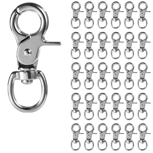 Bosreroy 30 Pcs Heavy Duty Spring Trigger Snap Hooks, Zinc Alloy Swivel Clips for Pet Cages, Key Chains, DIY and Craft Applications