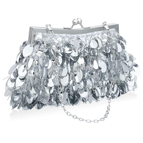 Image of Sparkly Evening Clutch Purse for Women Elegant Sequined Party Bag, Glam Wedding, Prom, Cocktail Night Out Clutch