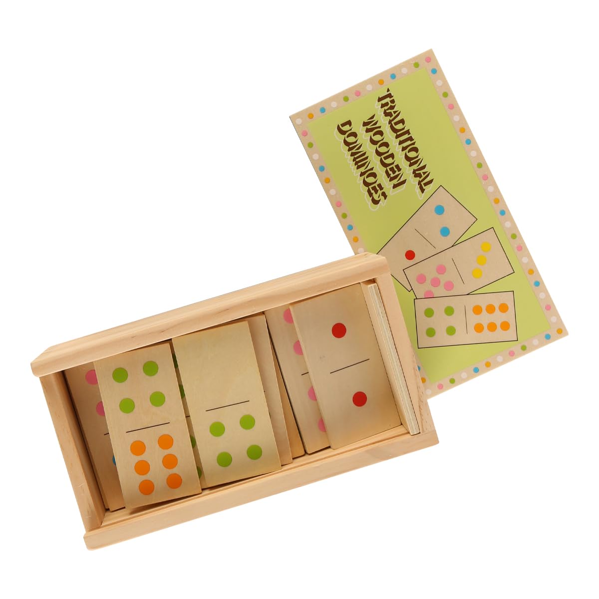 Laroal 28 Pieces Wooden Dominoes Dominoes with Storage Box Domino Set Educational Number Matching Dominoes Game