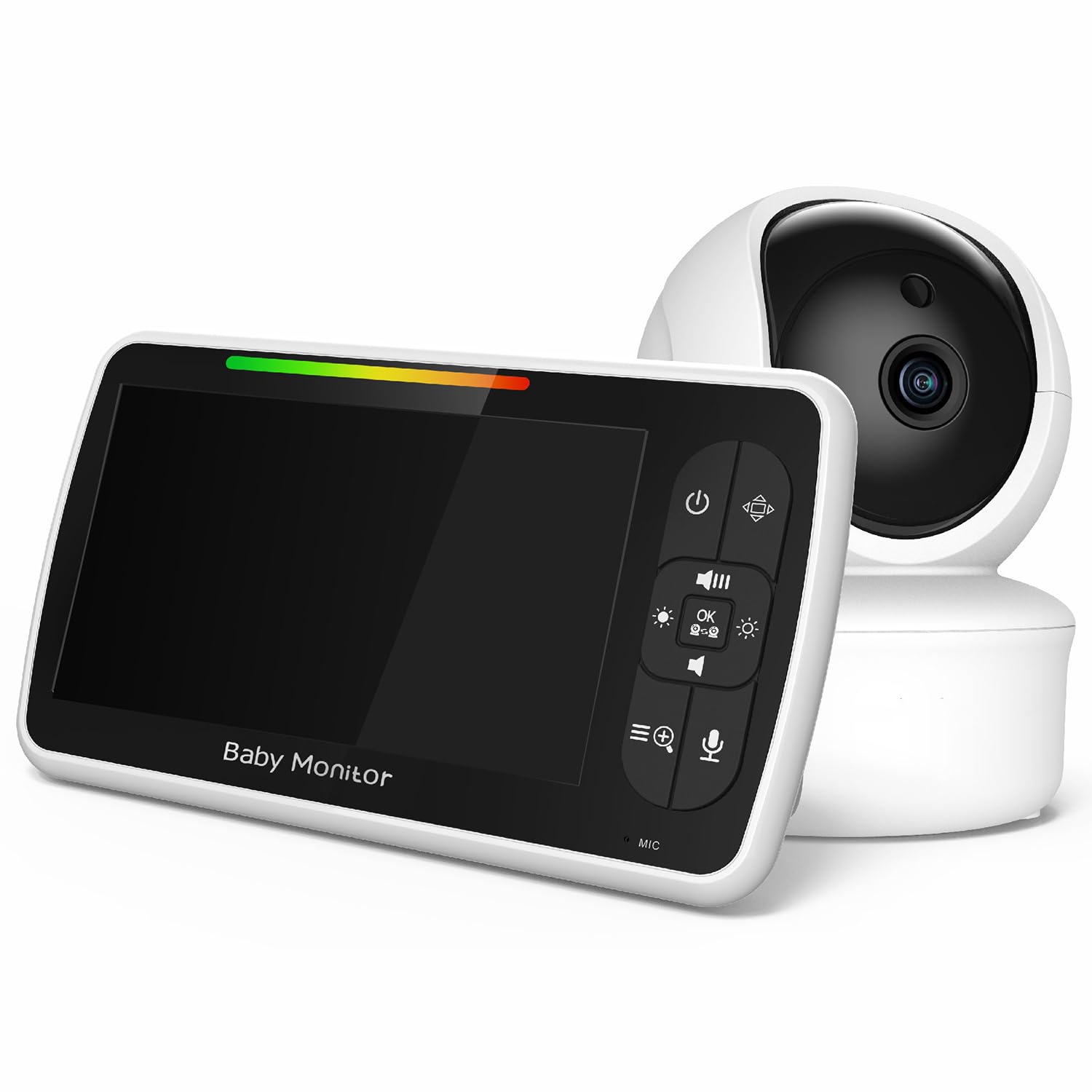 Bamberg Ninne Nanne Video Baby Monitor da 5 Pollici Baby Monitor Notturno Monitor Video Wireless con Videocamera e Audio Pan-Tilt-Zoom Sensore di Temperatura Audio A 2 Vie Spina Europea