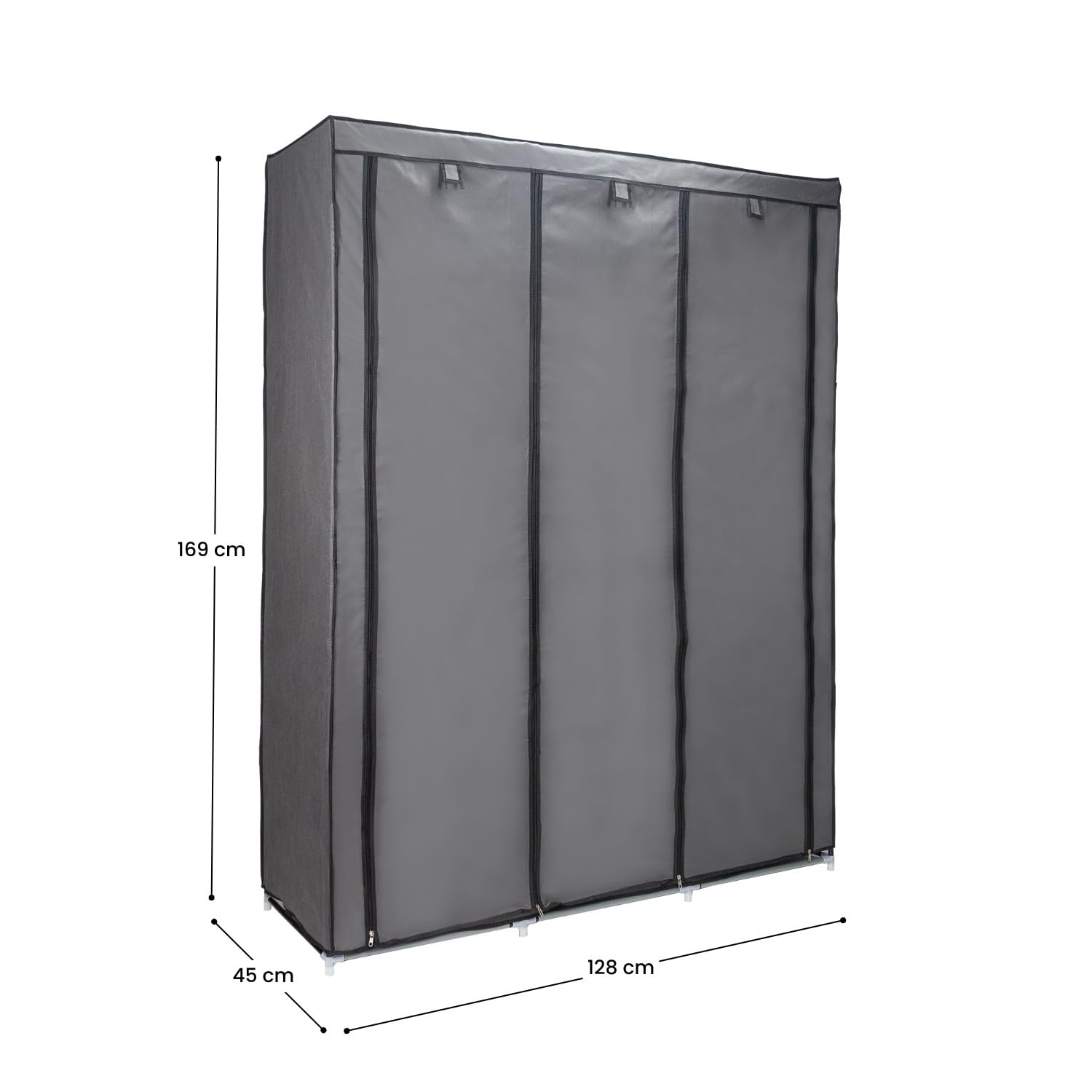 THINIA HOME Armario Ropero de Tela MAX Gris 128x45x169cm