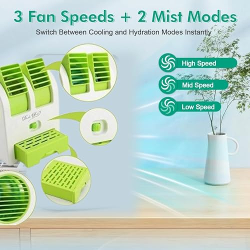Image of Normalee Mini USB Fragrance Air Conditioner Cooling Fan with Humidifier & Ice Cooling | Portable Personal Air Cooler with Adjustable Speed for Desk, Bedroom & Travel (1 Pc, Color May Vary)