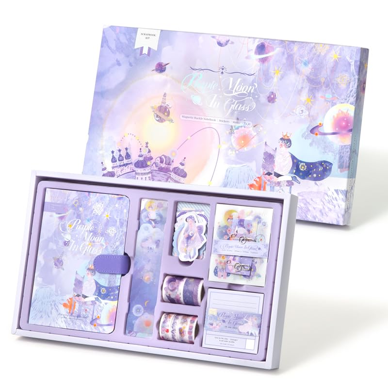 Image of WEMOL Vintage Journal Scrapbook Pack Kit for Art Journaling Bullet, Planners DIY Paper Stickers, Craft Kits Notebook, Collage Album Aesthetic Sticker (Big Purple)