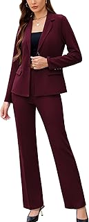 Women's 2 Piece Suits Business Casual Outfits Long Sleeve Solid Blazer w...