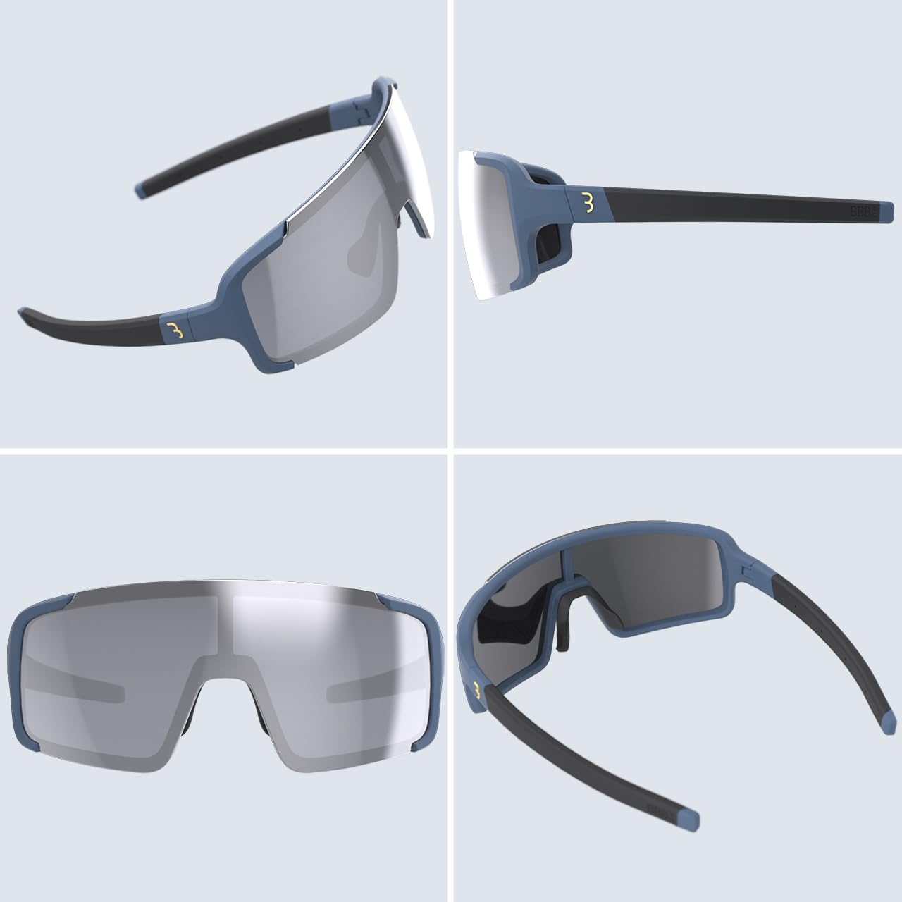 BBB Cycling Fahrradbrille Fahrrad Sonnenbrille Herren und Damen Coole Sportbrille Schnellbrille Radbrille Radsportbrille Sport Sunglasses Men and Women MTB und Rennrad Chester BSG-69 Matt Blau Sport & Freizeit