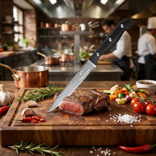 Image of NANFANG BROTHERS 9-Piece Damascus Kitchen Knife Set, 67-Layer VG10 Japanese Steel, Professional Chef Knives with Compact Wooden Block, Triple-Riveted Ergonomic Handles (Hand-Wash Only)
