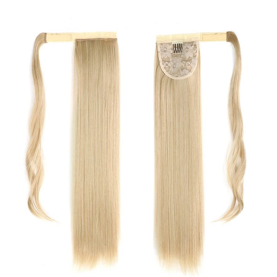 Miniatura 2 de 1 extensión de cola de caballo larga y recta, cola de caballo de 22 pulgadas, extensiones de cabello sintético con clip, extensiones de cabello para