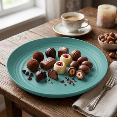 Image of Wheat Straw Dinner Plate Set, Eco-Friendly Dinner Set Round Serving Plate, Dishwasher & Microwave Safe - Perfect for Dinner Dishes Deep Plates Easy to Clean (Dark Green -4PCS, 20 cm)