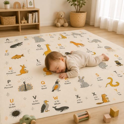 Image of TARKAN High Contrast Baby Play Mat for Visual Stimulation, Extra Thick 8mm, for Hard Floors, BIS Certified, Double Sided, Foldable Foam Crawling Mat (6.5 x 4.5 ft)