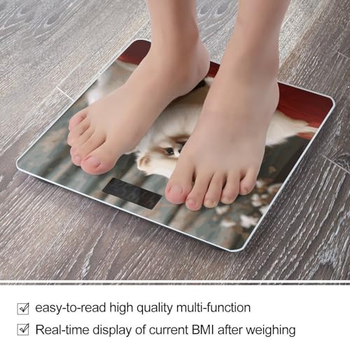 Báscula digital para baño con plataforma amplia y pantalla LCD miniatura 5