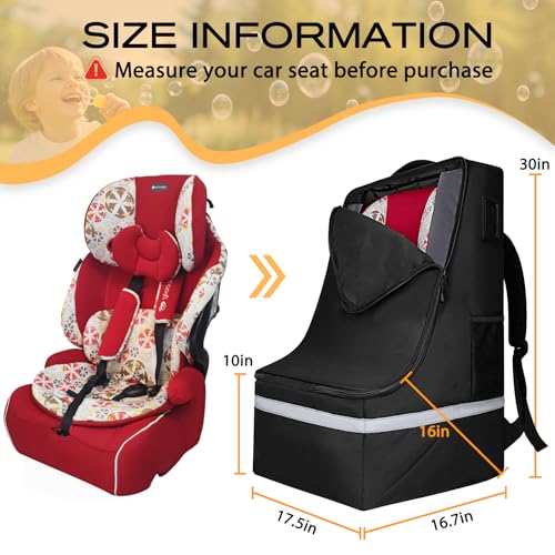 laripop car seat travel bag for airplaneinfant seat travel bag with shoulder strappadded car seats backpack with reflective stripeslarge carseat carrier bag travel car seat cover black