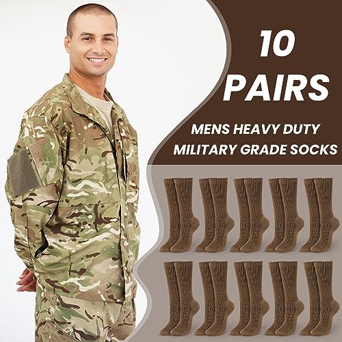 Hercicy 10 Pairs Us Army Military Boot Socks for Men Cotton Military Crew Army Socks for Trekking Hiking Outdoor Activities3