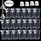 Outee 26 Pcs Drinks Flasks Plastic Liquor Pouch Plastic Reusable Drinks Flasks Concealable Cruise Bag Kit Plastic Flasks with Alternate Lid and Funnel 235ml for Camping Party Hiking Outdoor
