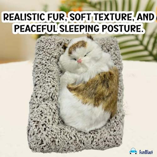 Image of FunBlast Cute Sleeping Cat Plush Toy with Meow Sound, Gift for Kids, Toy Accessories for Car Dashboard (Brown-1)