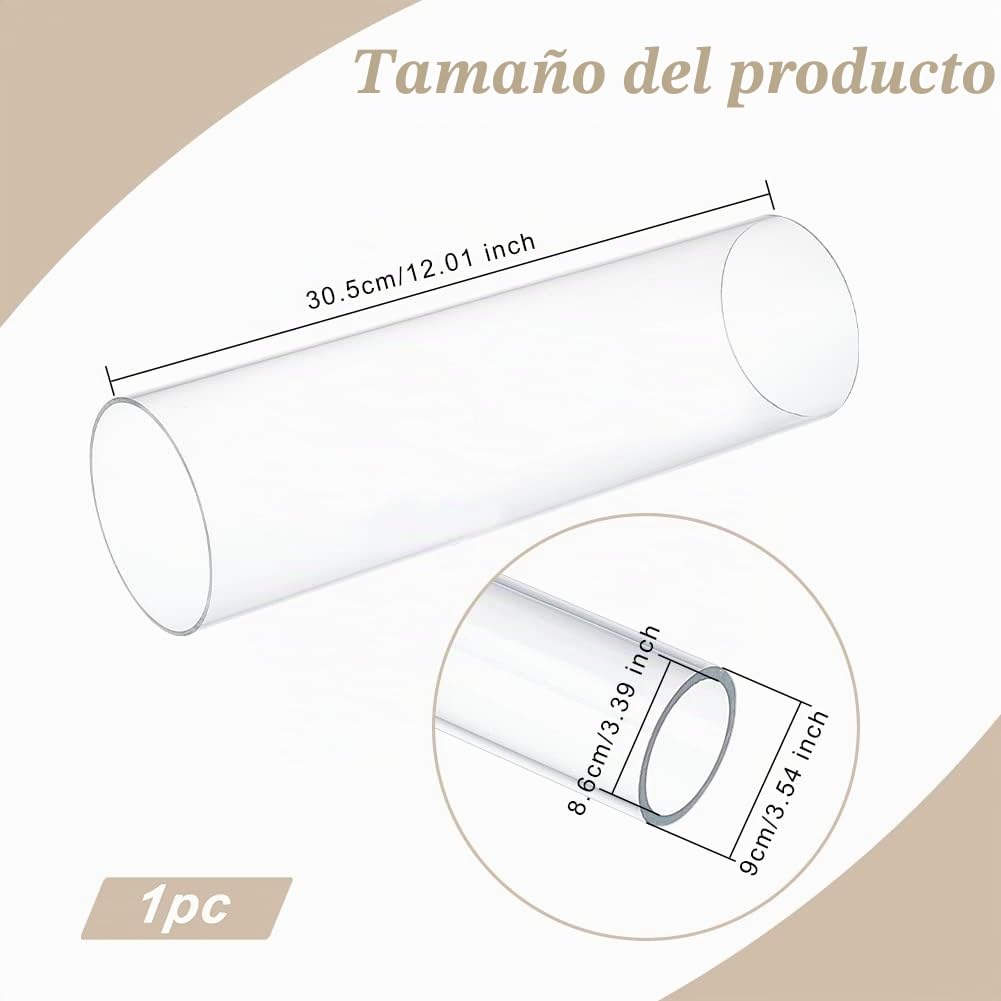 OLYCRAFT Tubo redondo de acrílico transparente 305 x 90 mm manualidades lámparas acuario