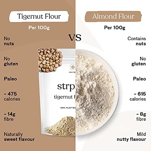 Strp'd Tigernut Flour Extra-Fine (400g) | Gluten Free & Nut Free alternative to Almond Flour | Milled from 100% Tiger nuts | High in Fibre | Vegan | Naturally Sweet